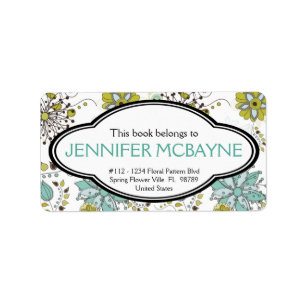 Personalized Feminine Spring Floral Bookplate Label