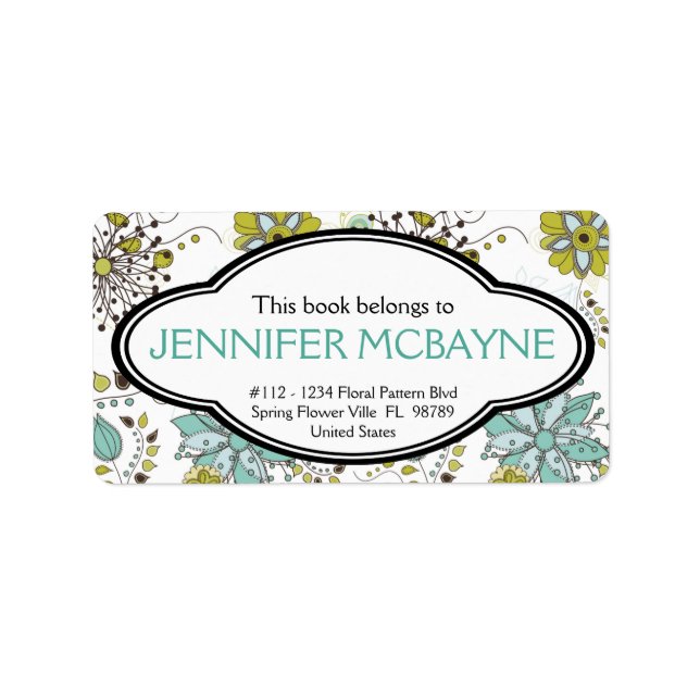 Personalized Feminine Spring Floral Bookplate Label (Front)