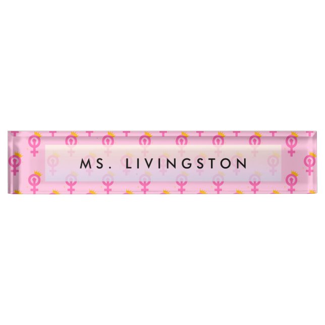 Personalized Feminist Pink Nameplate (Front)