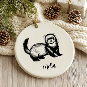 Personalized Ferret Christmas Ceramic Ornament