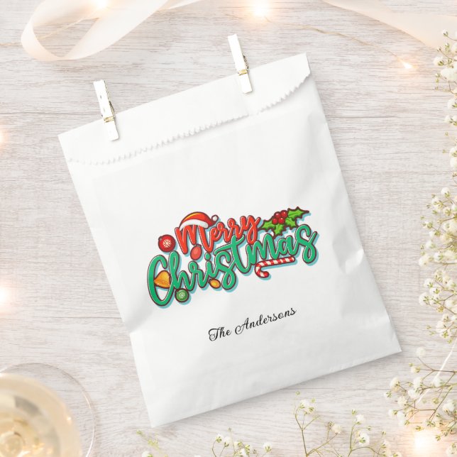 Personalized Festive Christmas Favour Bag  (Clipped)