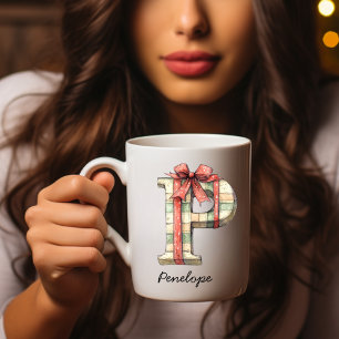 Personalized Festive Christmas Monogram Mug