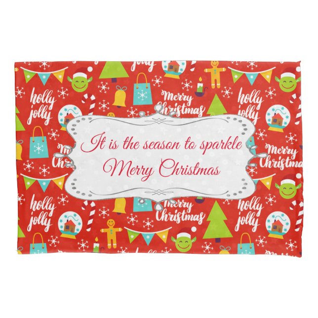 Personalized Festive Christmas Pattern Pillow Case (Front)