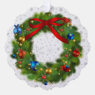 Personalized Festive Christmas Wreath  Ornament Card