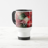 Personalized Festive Floral Alcohol Ink Poinsettia