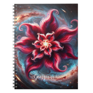 Personalized Festive Floral Poinsettia Galaxy Notebook