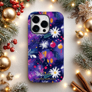 Personalized Festive Flowers and Ornaments Case-Mate iPhone 14 Pro Case