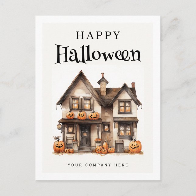 Personalized Festive Halloween House Real Estate  Holiday Postcard (Front)