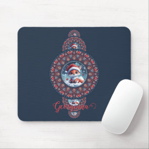 Personalized Festive Kawaii Fox Ornamental Mandala Mouse Pad