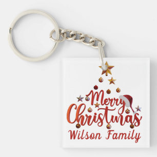 Personalized Festive Merry Christmas Decorative Keychain