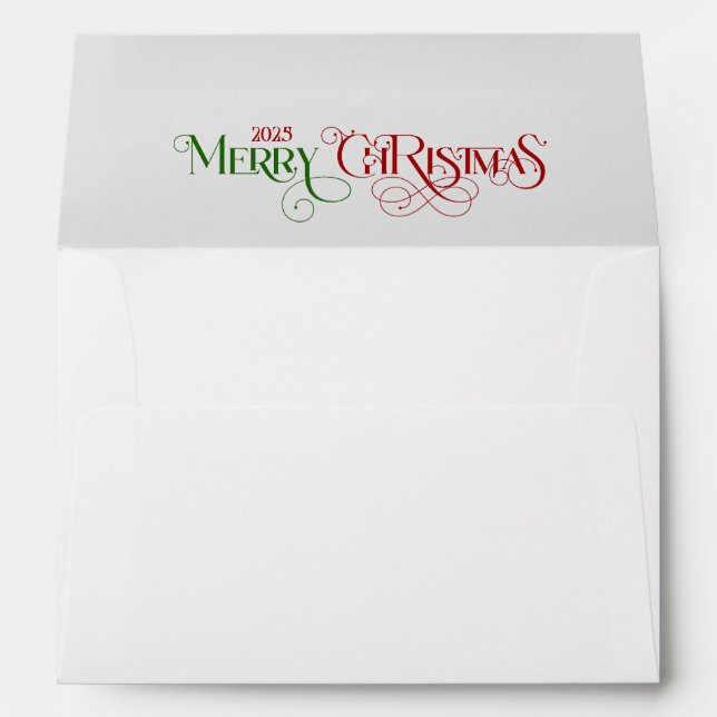 Personalized Festive Merry Christmas Typography Envelope (Back (Bottom))