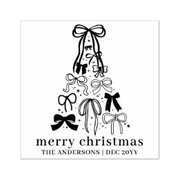 Personalized Festive Modern Family Christmas Rubber Stamp