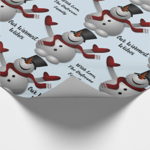 Personalized Festive Snowmen Wrapping Paper