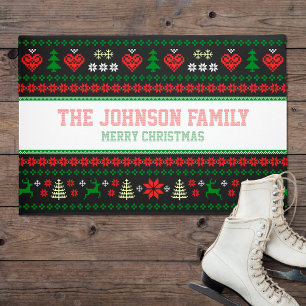 Personalized Festive Ugly Christmas Sweater Doormat