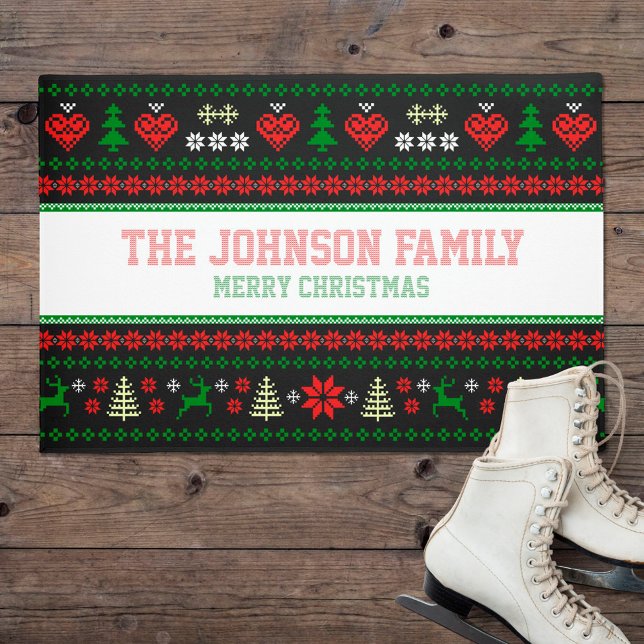 Personalized Festive Ugly Christmas Sweater Doormat (Creator Uploaded)