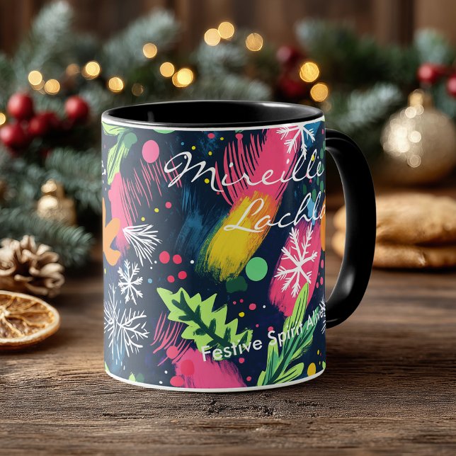 Personalized Festive with Bold Colours & Snowflake Mug (Creator Uploaded)
