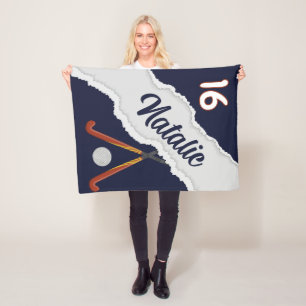 Personalized Field Hockey Blanket, Custom Name  Fleece Blanket