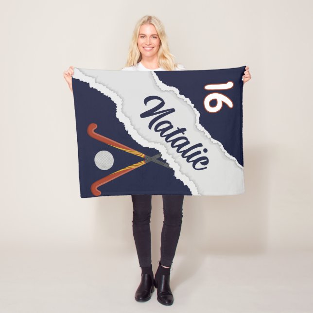 Personalized Field Hockey Blanket, Custom Name  Fleece Blanket (In Situ)