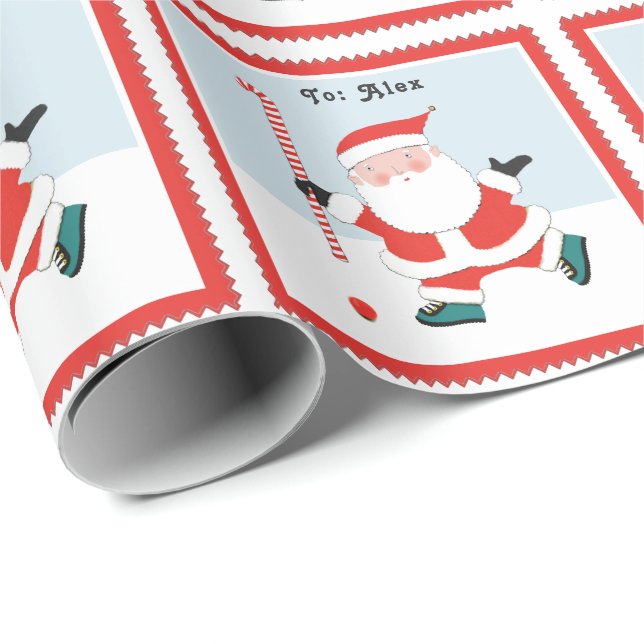 Personalized Field Hockey Christmas Gift Wrapping Paper (Roll Corner)