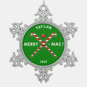 personalized field hockey collectible snowflake pewter christmas ornament