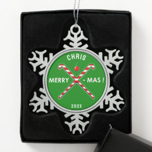 Personalized Field Hockey Gifts Snowflake Pewter Christmas Ornament