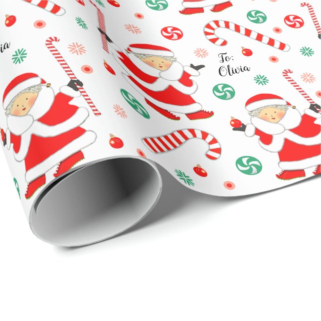 Personalized Field Hockey Holiday Gift Wrapping Paper (Roll Corner)