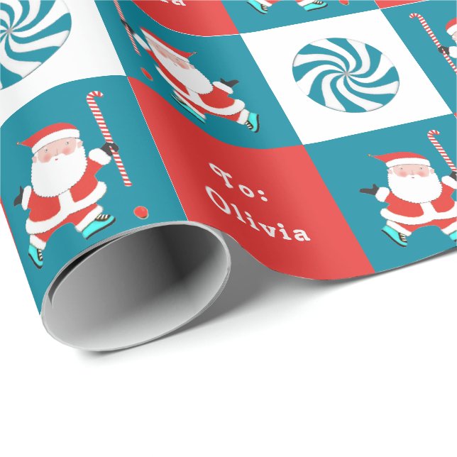 Personalized Field Hockey Holiday Gift Wrapping Paper (Roll Corner)