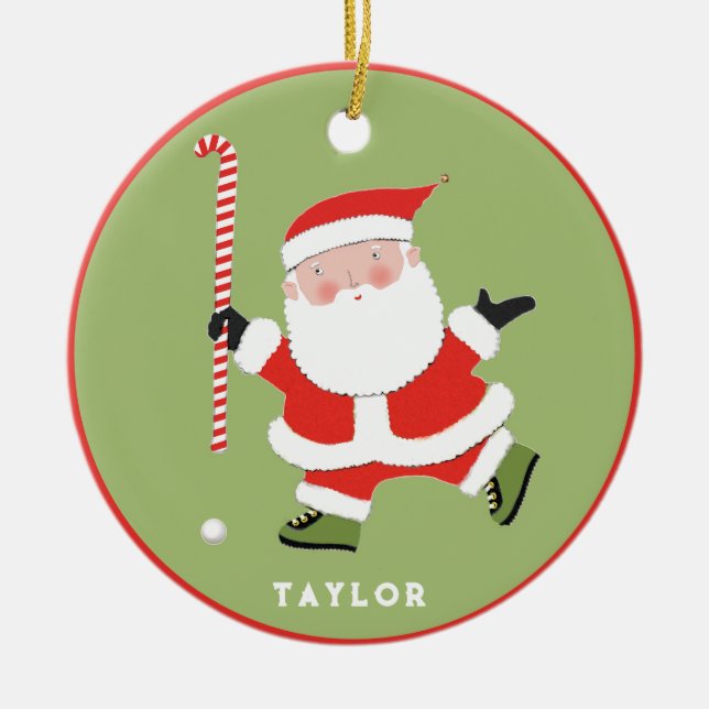 Personalized Field Hockey Keepsake Ceramic Ornament (Front)