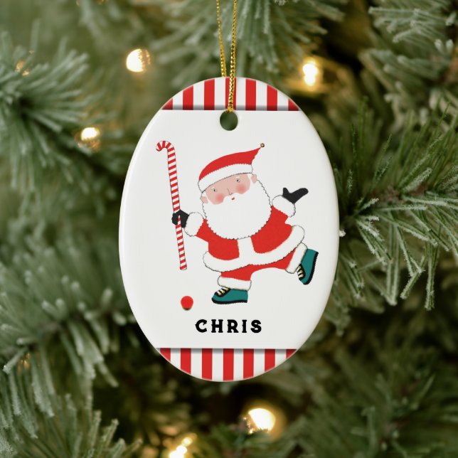 Personalized Field Hockey Keepsake Ceramic Ornament (Tree)