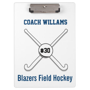 Personalized Field Hockey Team Name Jersey Number Clipboard