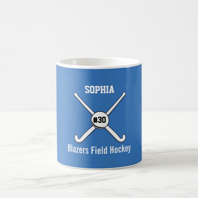 Personalized Field Hockey Team Name Jersey Number Coffee Mug (Center)
