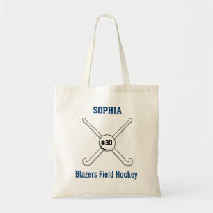 Personalized Field Hockey Team Name Jersey Number Tote Bag