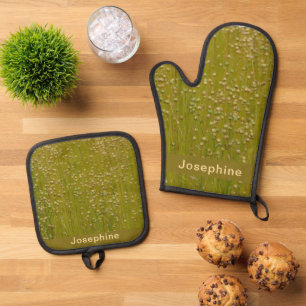 Personalized Field of Flowers Oven Mitt & Pot Holder Set
