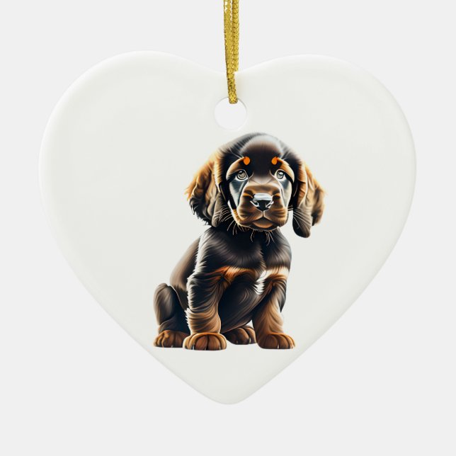 Personalized  Field Spaniel Puppy Ceramic Ornament (Front)