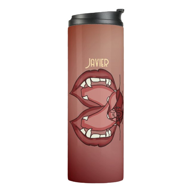 Personalized Fierce Expression of a Vampire’s Fang Thermal Tumbler (Rotated Left)