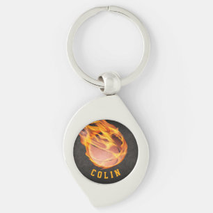 Personalized Fiery Basketball Keychain