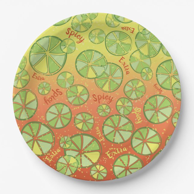 Personalized Fiesta Spicy Margarita & Limes Paper Plate (Front)