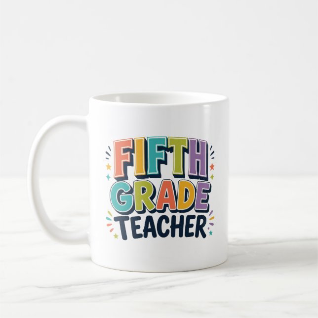 Personalized Fifth Grade Teacher Appreciation Gift Coffee Mug (Left)