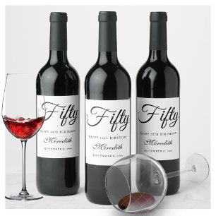Personalized Fifty - 50th Birthday Wine Label Set