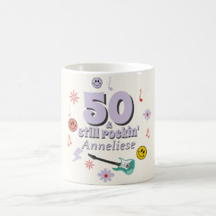 Personalized Fifty and Still Rockin Birthday Coffee Mug