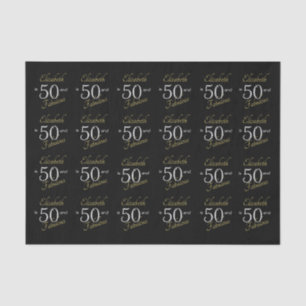 Personalized Fifty Fabulous Black Gold 50th  Tissue Paper