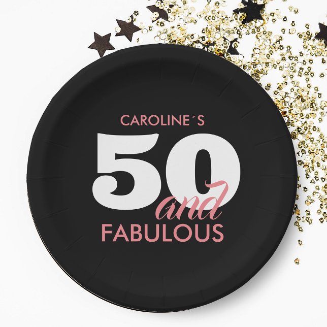 Personalized Fifty Fiftieth Birthday Paper Plate (Creator Uploaded)