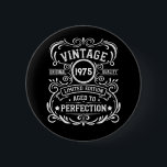 Personalized fifty vintage 50th birthday party 2 inch round button<br><div class="desc">Make your birthday special with this unique design. Add a touch of sophisticated elegance to your birthday celebration with our exquisite, one-of-a-kind designs. These graphics bring sophistication and originality to any product, creating a memorable and stylish gift. They are perfect for those who appreciate a touch of timeless glamour on...</div>