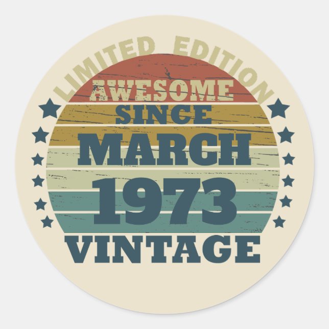 Personalized fifty vintage 50th birthday party classic round sticker (Front)