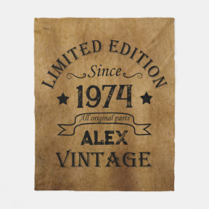 Personalized fifty vintage 50th birthday party fleece blanket