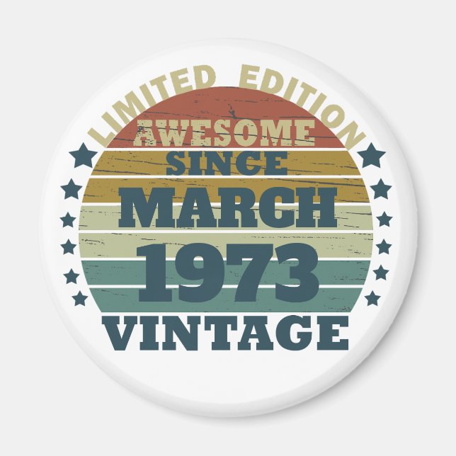 Personalized fifty vintage 50th birthday party magnet (Front)
