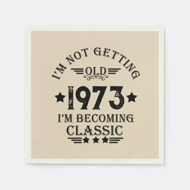 Personalized fifty vintage 50th birthday party napkin (Front)