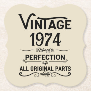 Personalized fifty vintage 50th birthday party paper coaster