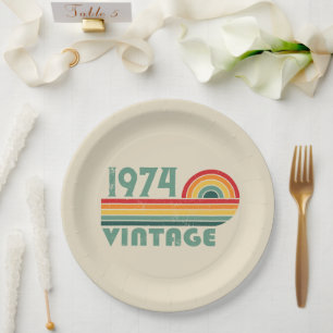 Personalized fifty vintage 50th birthday party paper plate