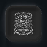 Personalized fifty vintage 50th birthday party paper plate<br><div class="desc">Make your birthday special with this unique design. Add a touch of sophisticated elegance to your birthday celebration with our exquisite, one-of-a-kind designs. These graphics bring sophistication and originality to any product, creating a memorable and stylish gift. They are perfect for those who appreciate a touch of timeless glamour on...</div>